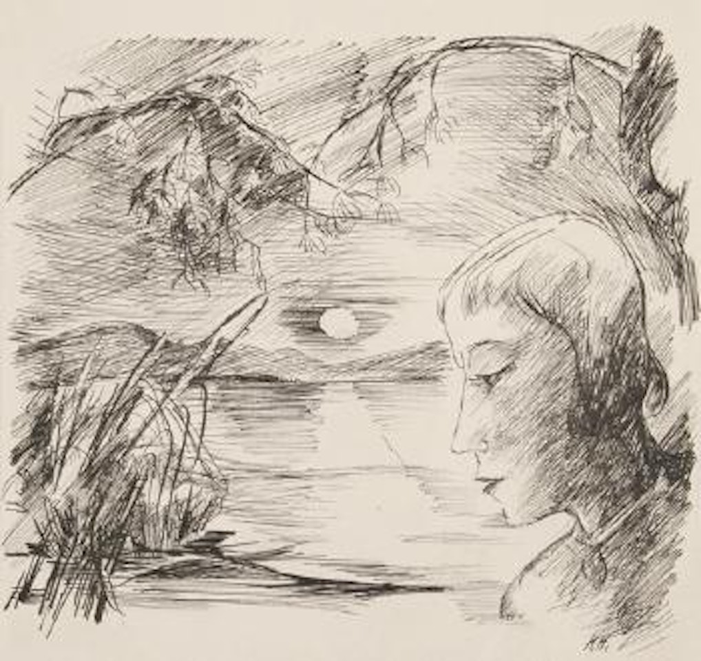 Melancholie (Mädchen am See). by Hannah Höch