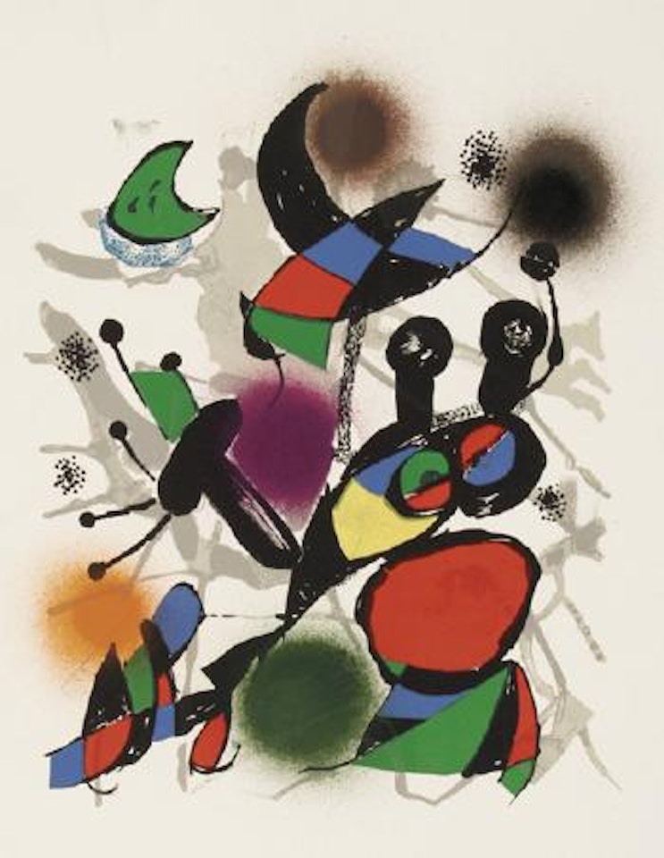 Composition avec la Lune verte. by Joan Miró
