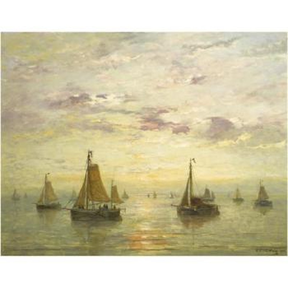 Sailing Vessels In A Calm by Hendrik-Willem Mesdag