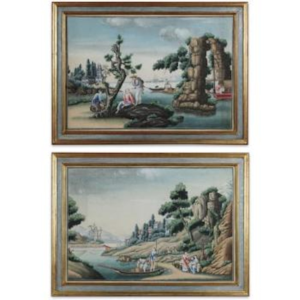 A pair of riverscapes by Chinese School