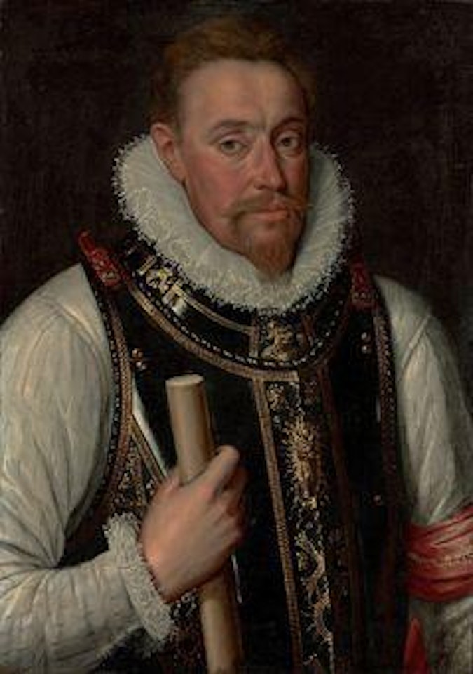 Portrait of a Knight of the Golden Fleece, half-length, in armour, holding a baton of command by Flemish School
