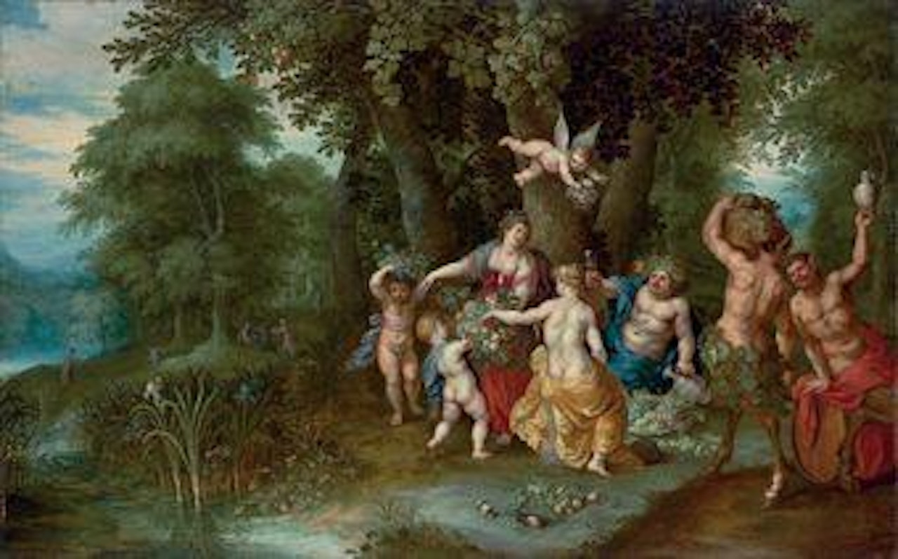 Bacchus, Venus and Ceres - An Allegory of Autumn by Hendrik van Balen by Abraham Govaerts