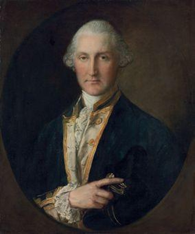 Portrait of Lord William Campbell, MP, last British Governor of South Carolina (c. 1731-1778), half-length, in naval uniform, holding a bicorne, feigned oval by Thomas Gainsborough