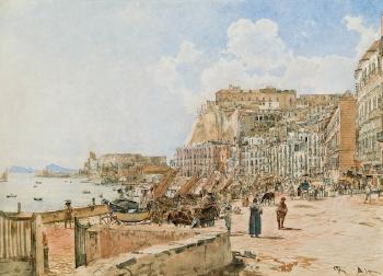 Der Strand von Santa Lucia, Neapel by Rudolf von Alt