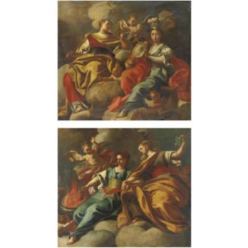 Allegoria Di Giustizia E Prudenzaallegoria Di Fortezza E Temperanza by Francesco Solimena