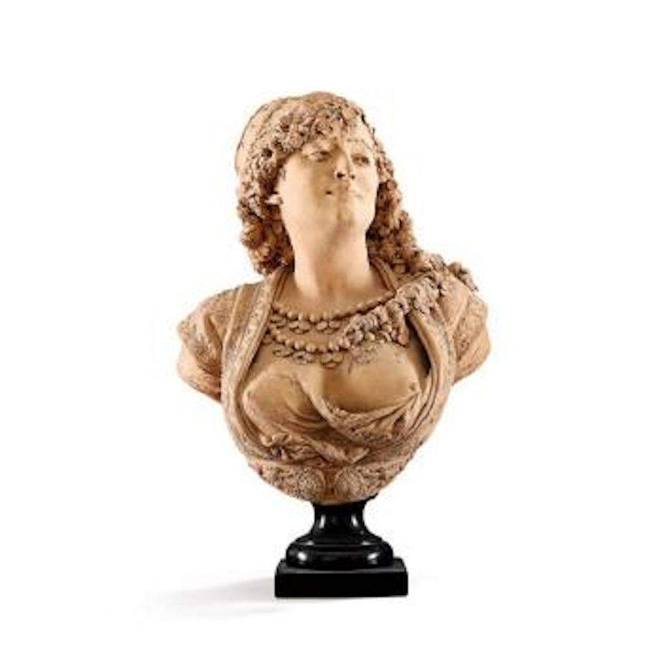 A Terracotta Bust Of An Algerian Woman by Albert-Ernest Carrier-Belleuse