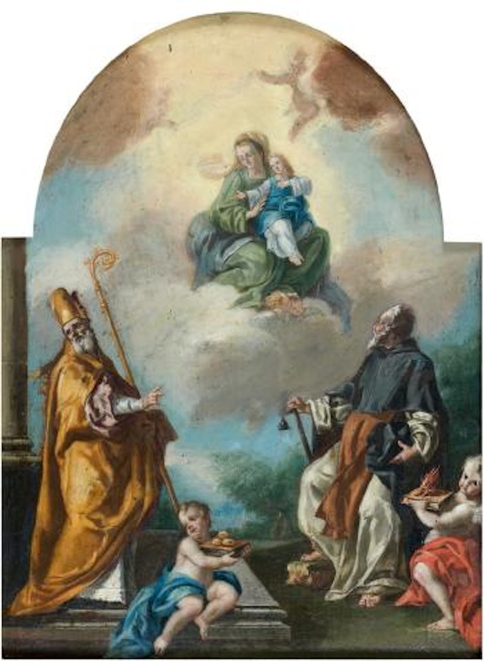 Vierge à l'Enfant entourée de Saint Augustin et Saint Nicolas de Bari by Francesco de Mura