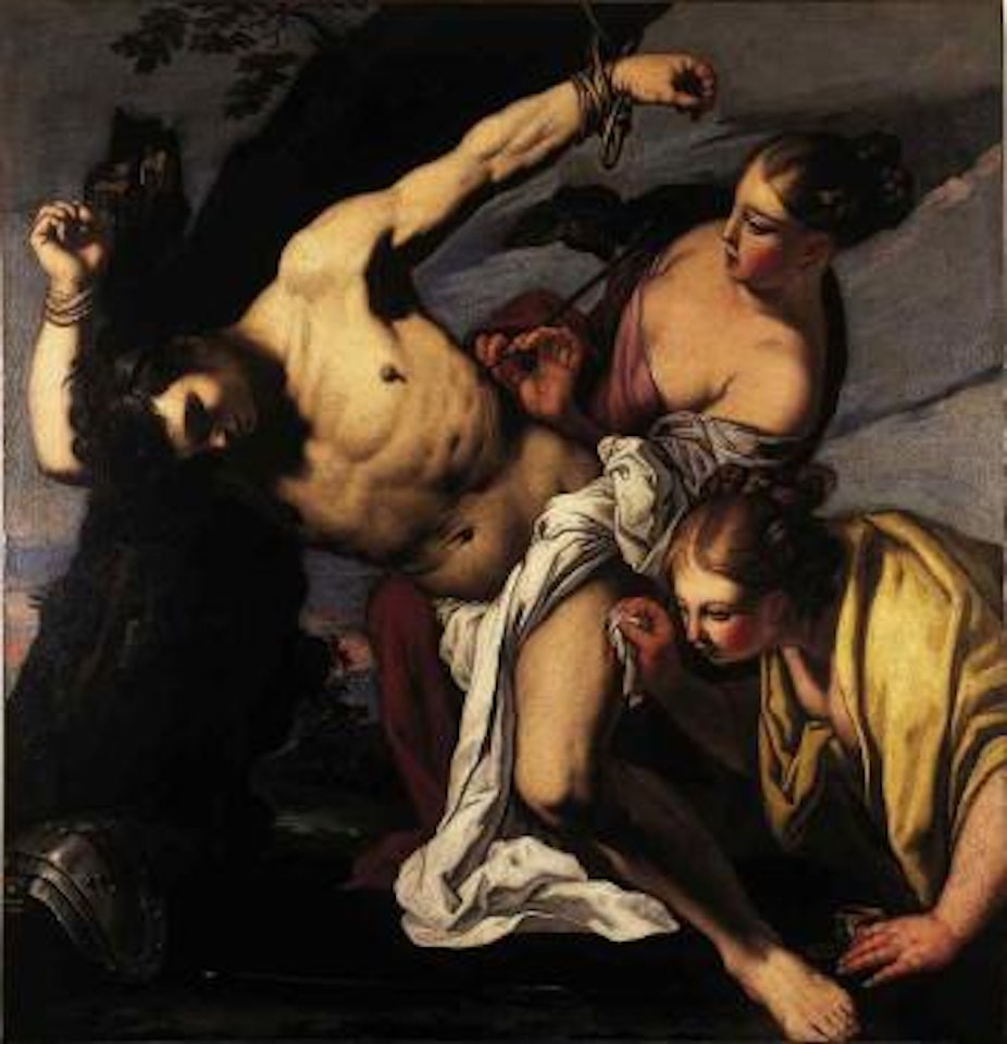 Saint Sebastien soigne par Sainte Irene by Antonio Zanchi