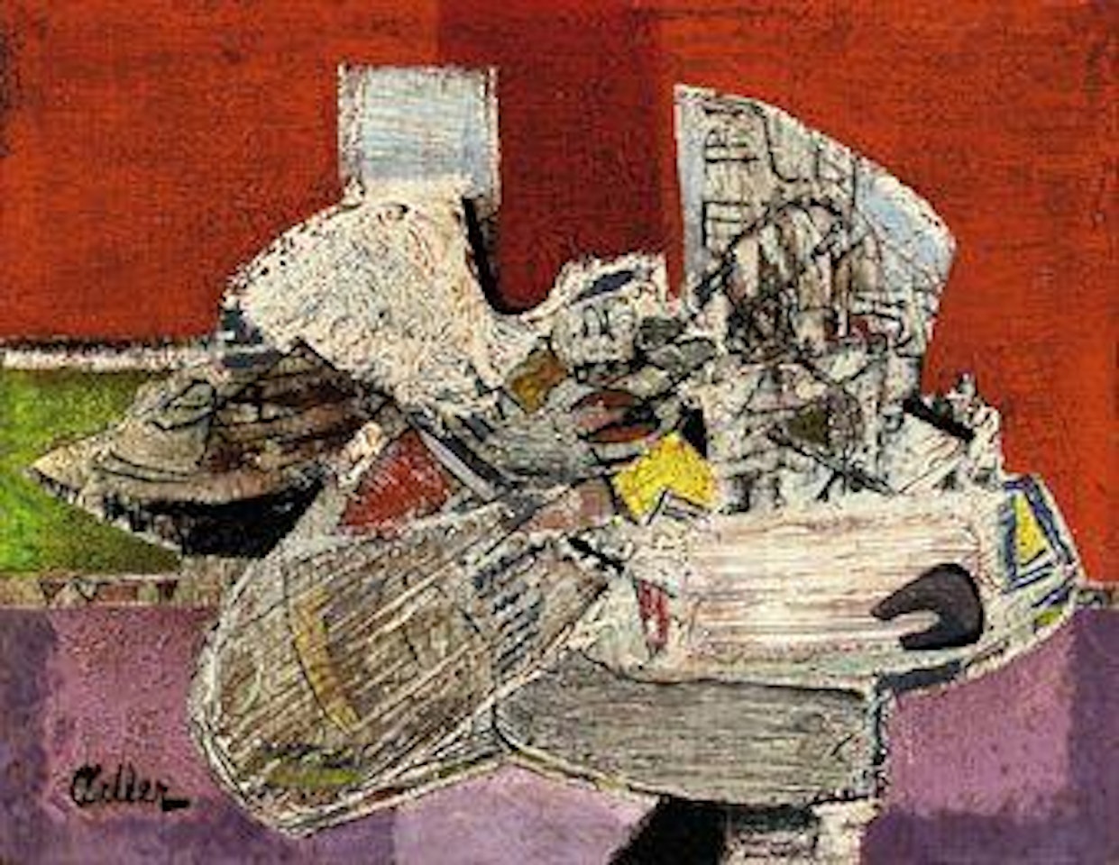 Abstract composition (Red and Lilac) by Jankel Adler