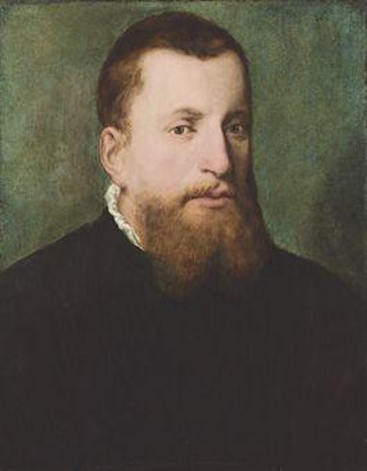 Portrait of a gentleman, bust-length, in a black coat by Joos van Cleve