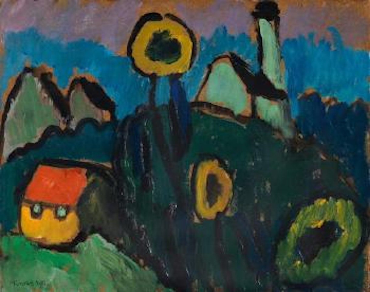 Landschaft mit Sonnenblumen by Gabriele Münter