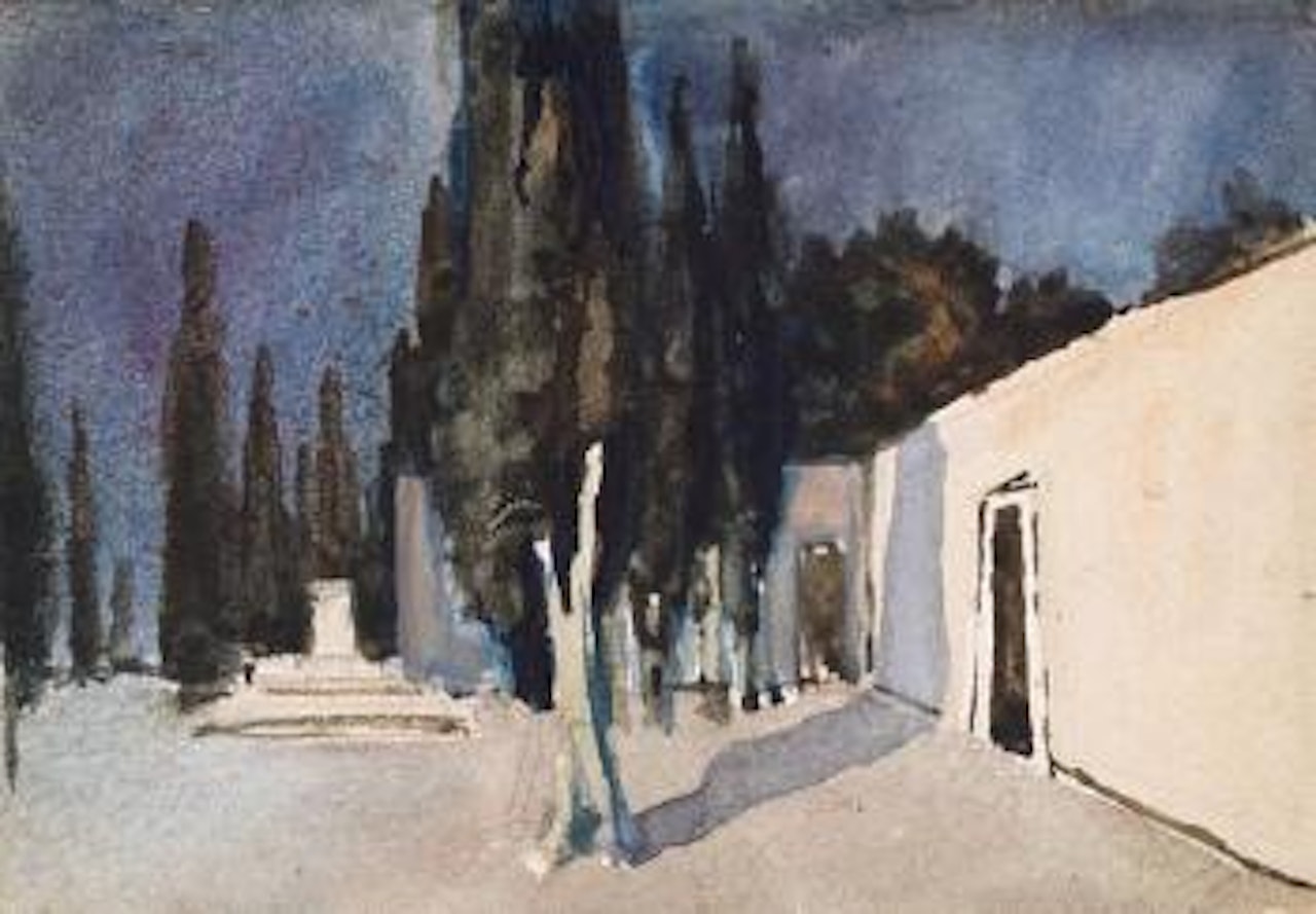 Bühnenbildentwurf zur Orestie (vor dem Atridenpalast, Grab des Agamemnon) by August Macke