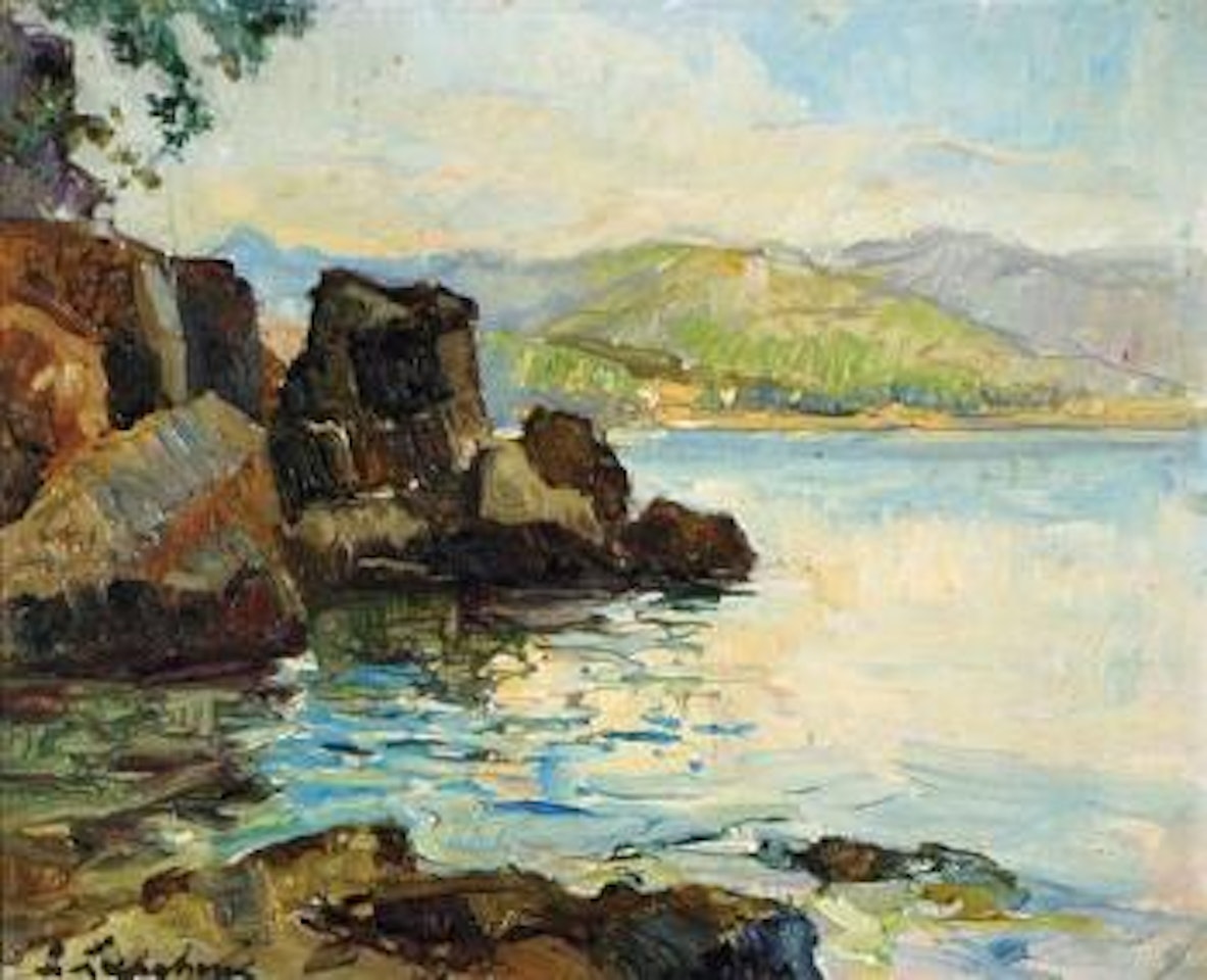 Côte rocheuse en Méditerranée by Georgij Aleksandrovic Lapschin