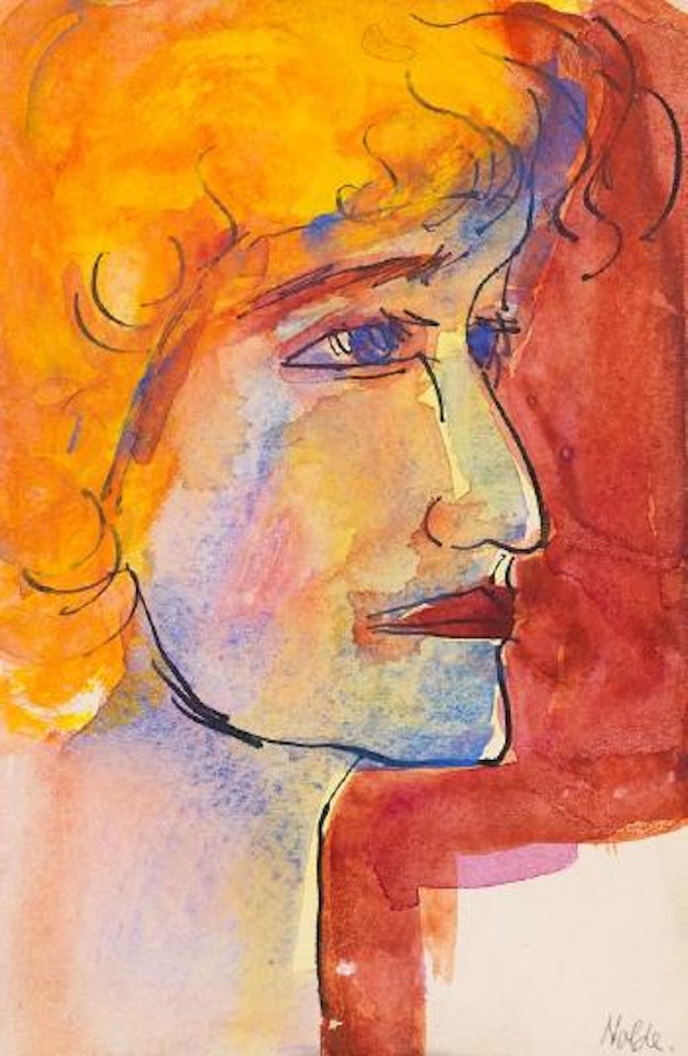 Frauenkopf im Halbprofil nach rechts by Emil Nolde