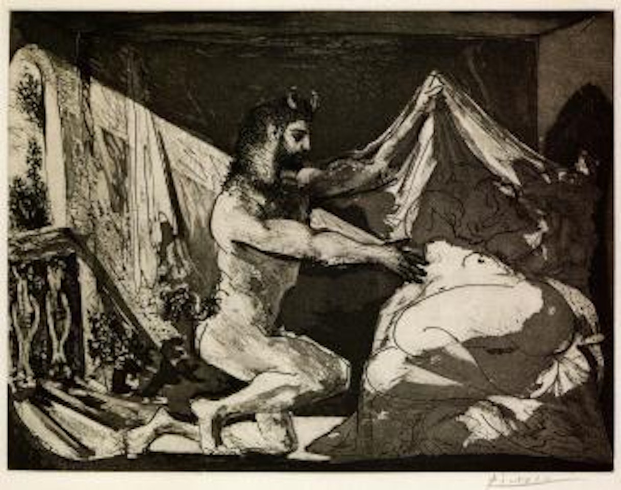 Faune dévoilant une dormeuse (Jupiter et Antiope, d'après Rembrandt) by Pablo Picasso