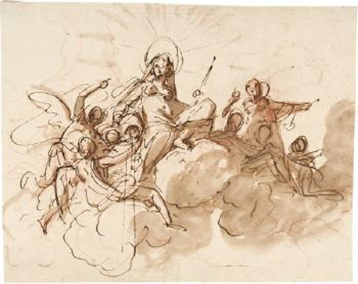 Diana auf Wolken thronend, von Engeln umgeben by Gaspare Diziani