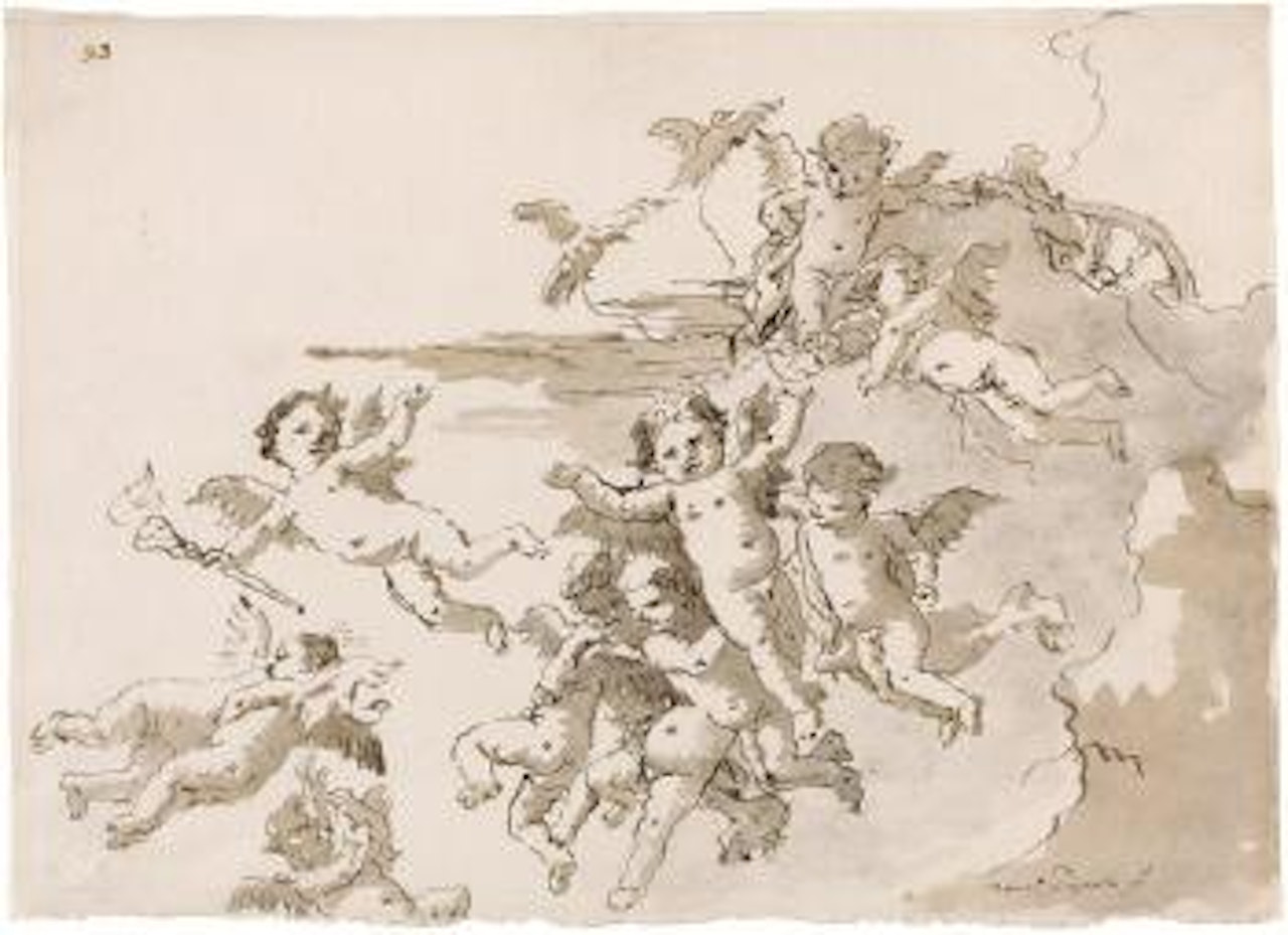 Fliegende Putten im Himmel by Giovanni Domenico Tiepolo