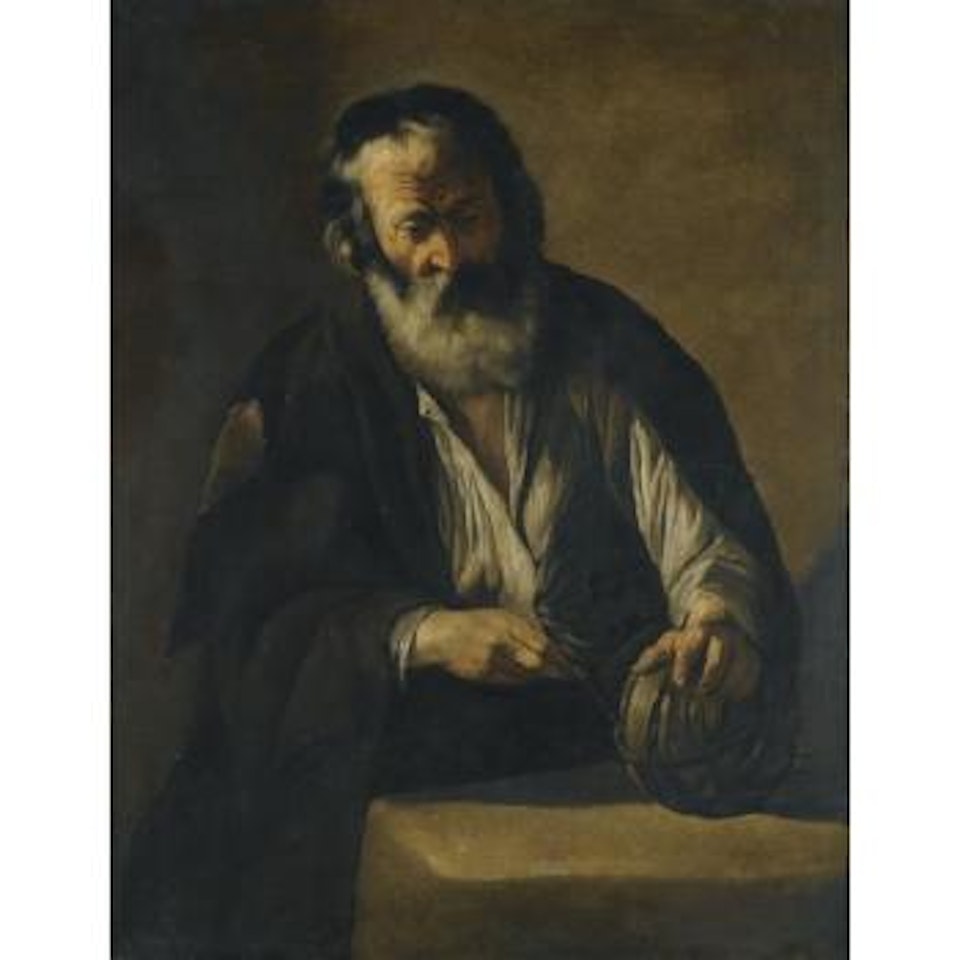 An Astrologer, Half Length, Resting His Left Hand On A Globe On A Stone Pediment by Neapolitan School