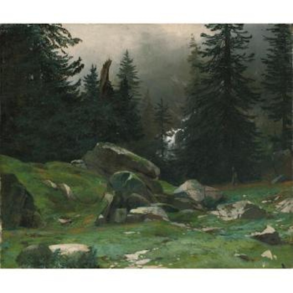 Paysage de Montagne avec Rochers et Sapins by Alexandre Calame