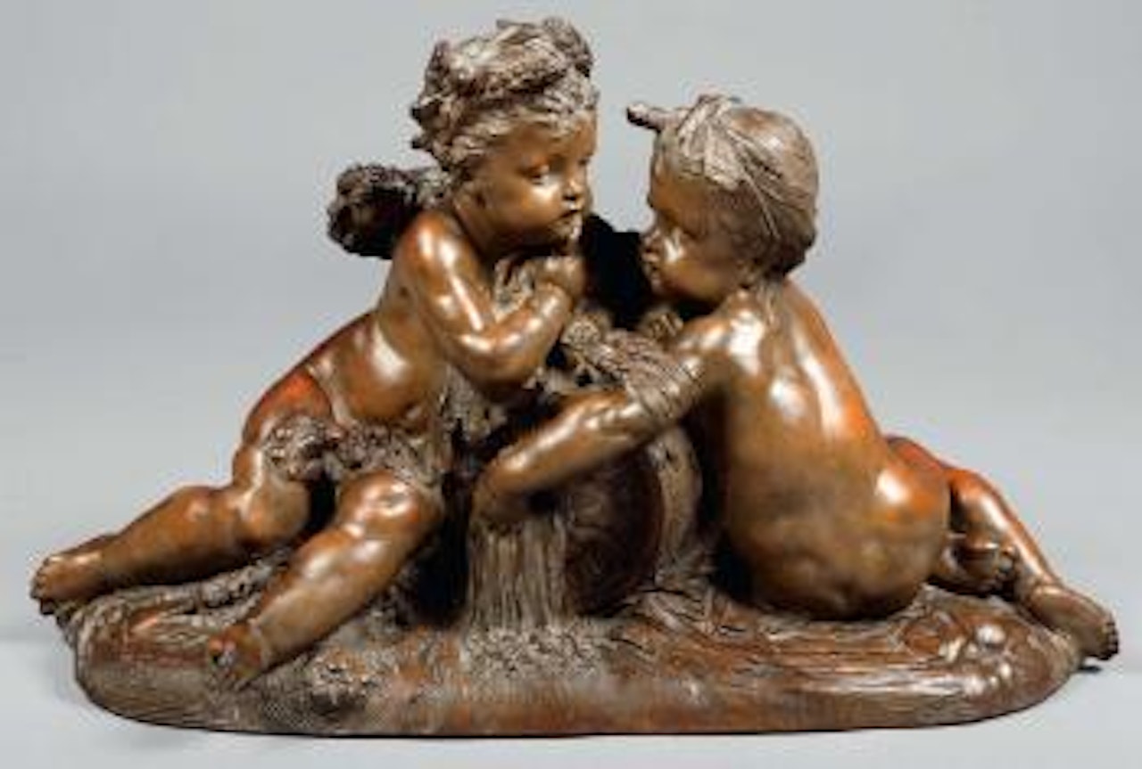 Groupe de deux énfants évoquant une source by Albert-Ernest Carrier-Belleuse