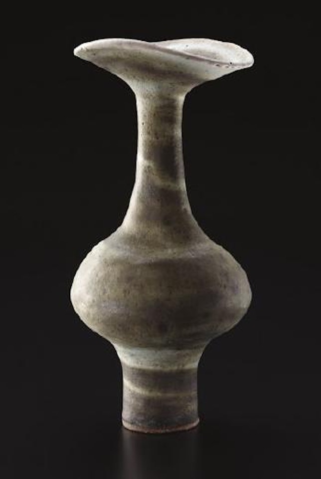 Squeezed vase with flaring lip by Lucie Rie
