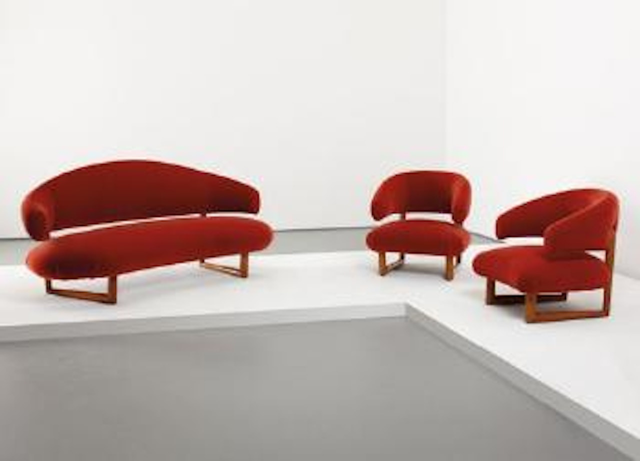 Rare and important Salon Sculpture sofa and two chairs by Jean Royere