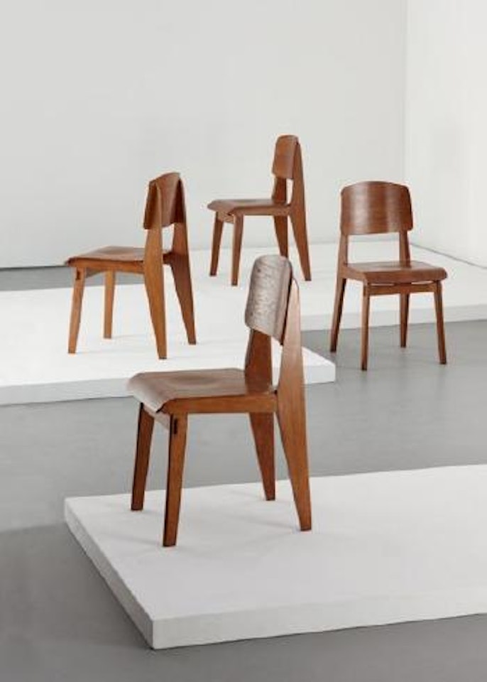 Set of four Tout Bois chairs by Jean Prouvé