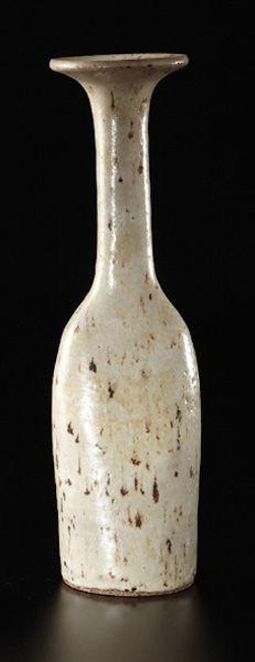 Tall flattened vase by Lucie Rie
