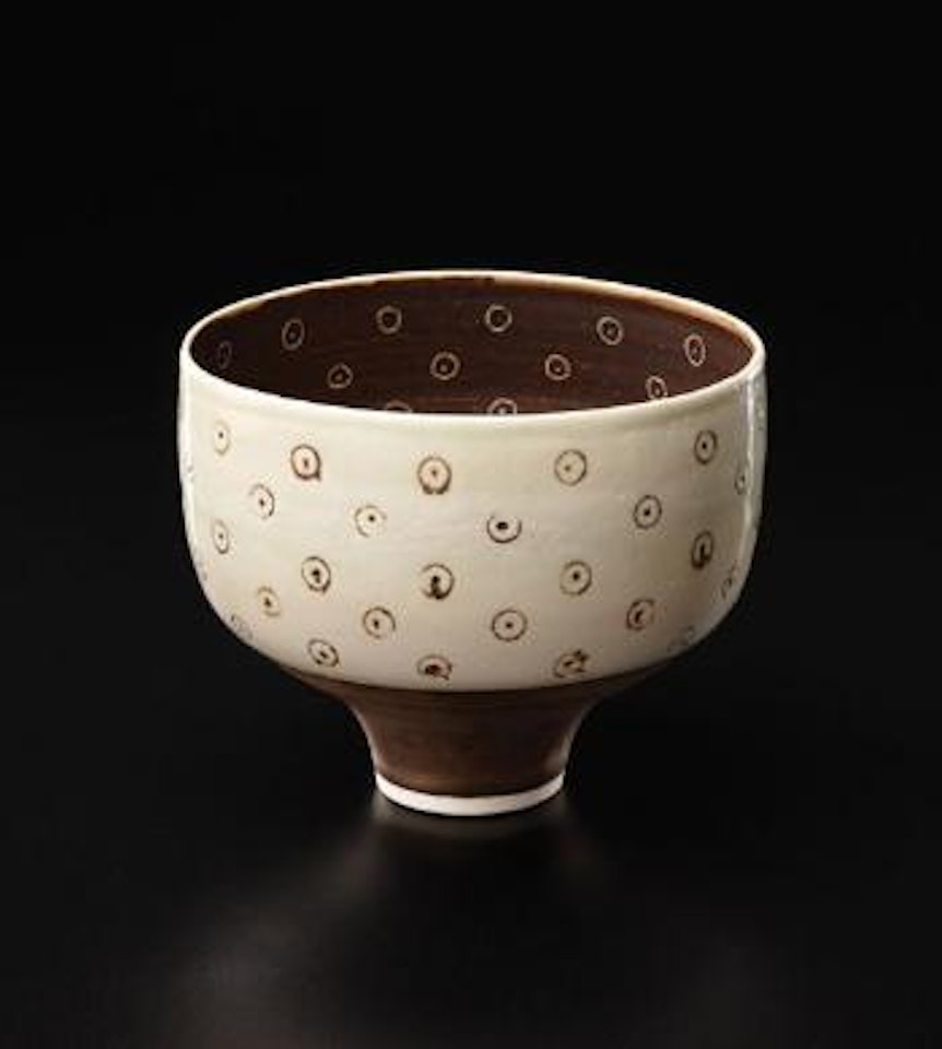Rare bowl with impressed circular designs by Lucie Rie
