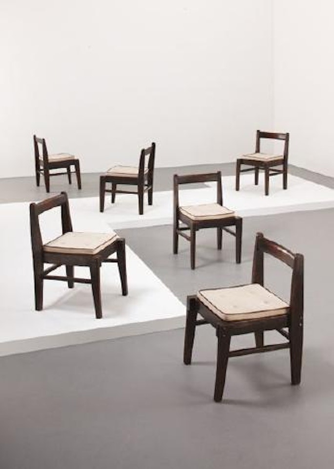 Rare set of six Démountable chairs, from Chandigarh, India by Pierre Jeanneret