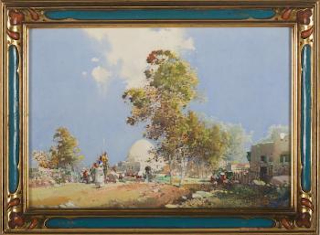 Middle Eastern village with mosque by Noel Harry Leaver