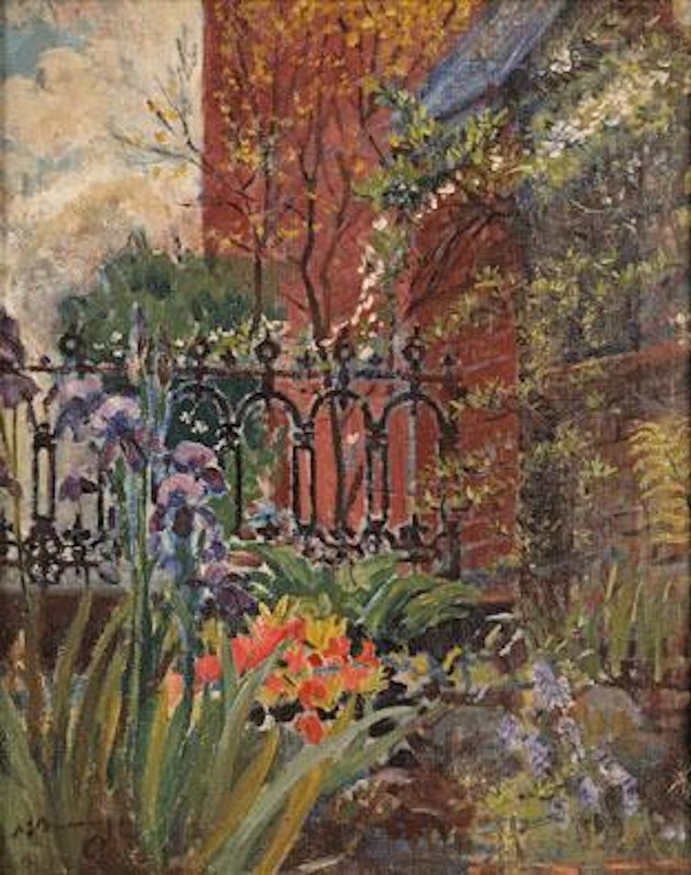 In the garden of my London flat by Alfred James Munnings