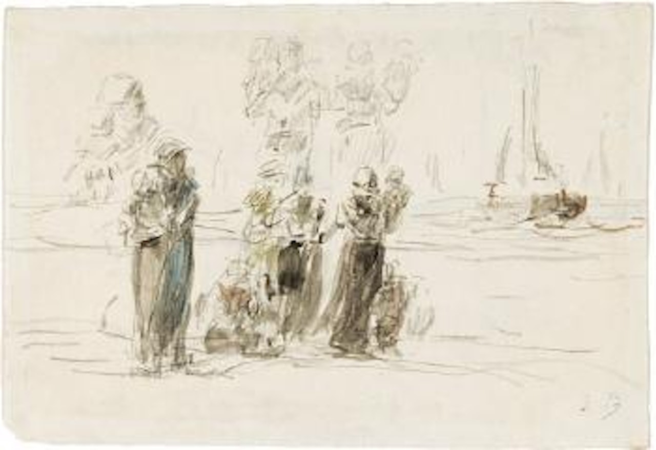 Schevenique, le départ des pêcheurs by Eugène Boudin
