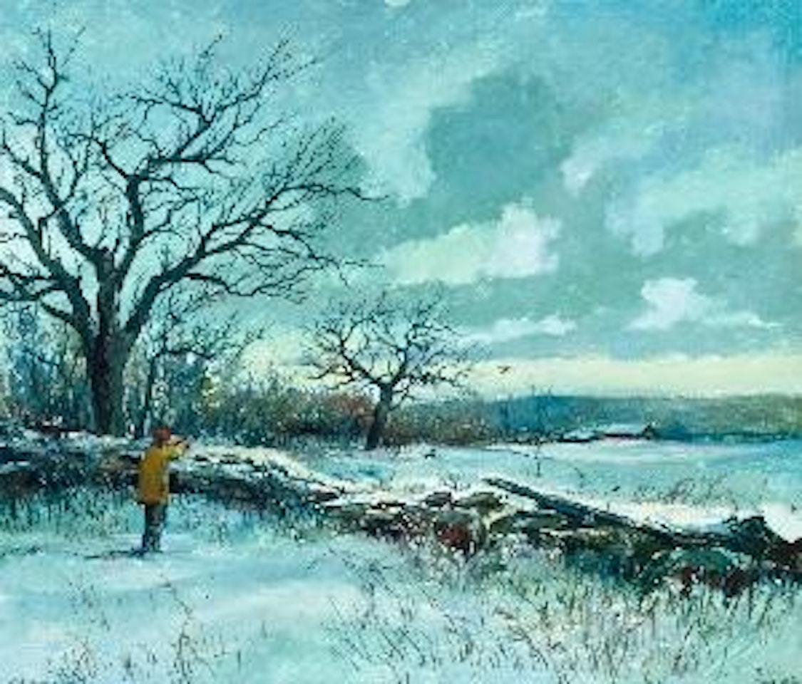 Hunting in Brookfield, Connecticut, winter by Eric Sloane