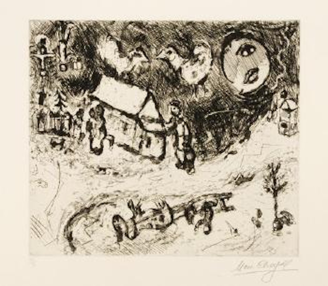 Les Coqs sur le toit by Marc Chagall