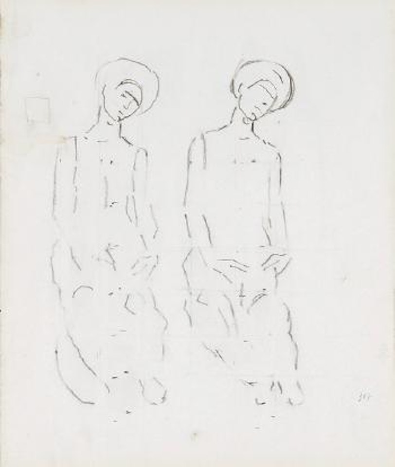 Studienblatt für zwei Figuren aus 'Heilige Stunde' by Ferdinand Hodler