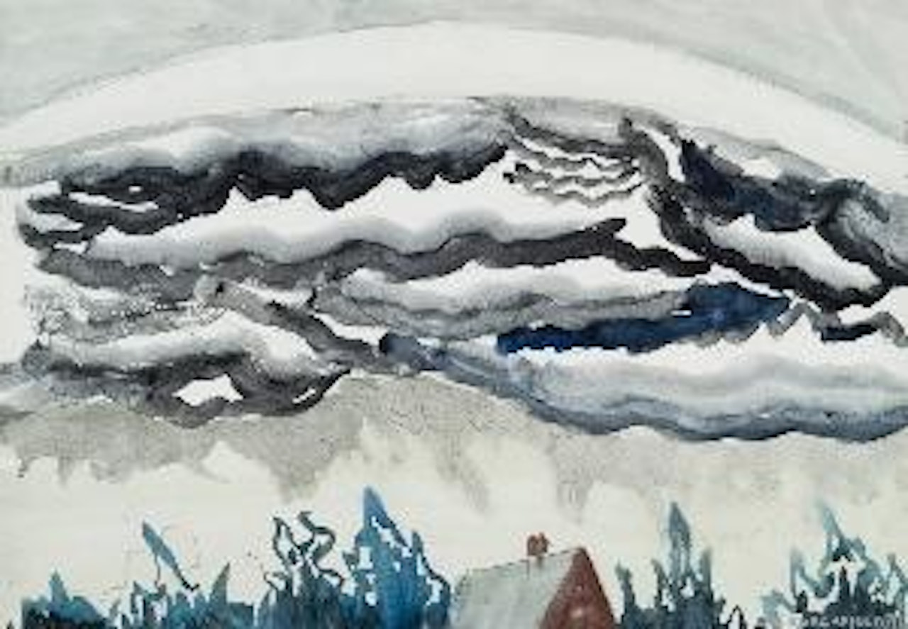 Landscape with darkened sky by Charles Burchfield