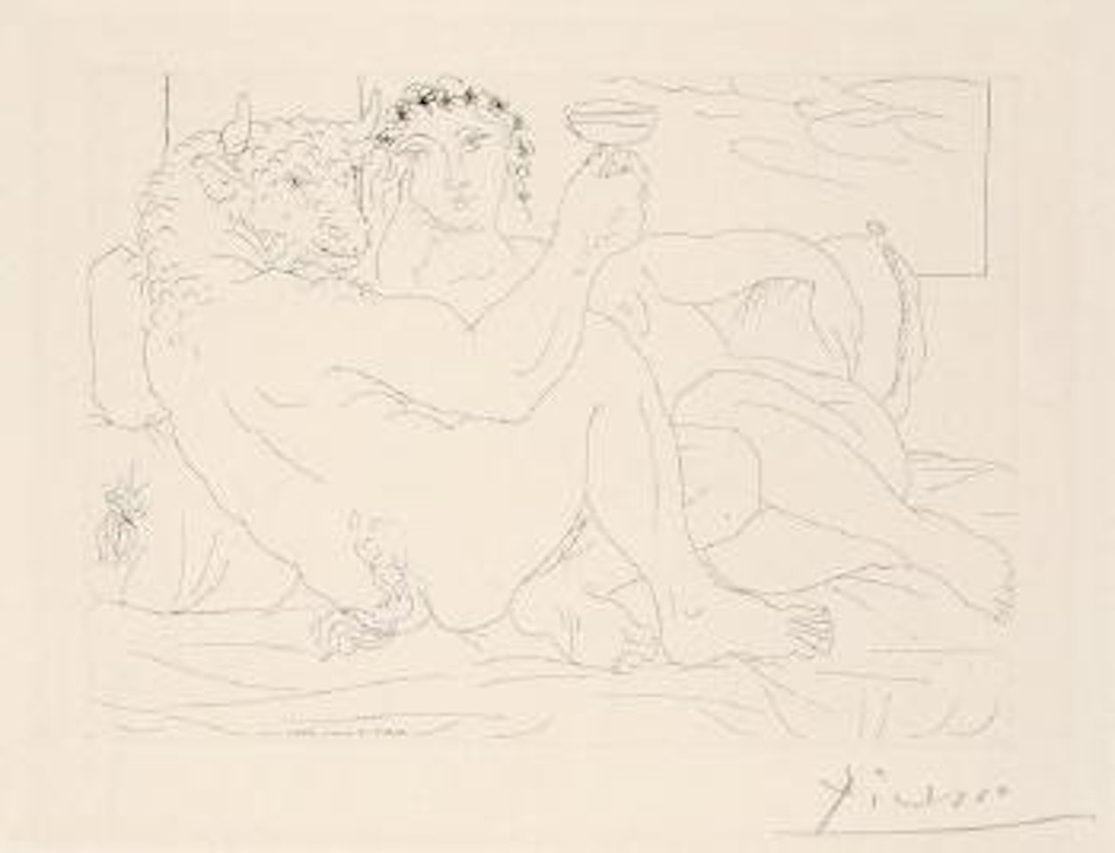 Le Repos du Minotaure: Champagne et amante by Pablo Picasso