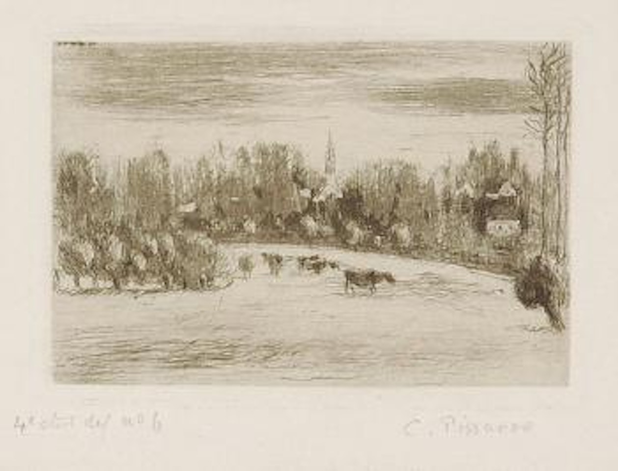 Prairie de Bazincourt by Camille Pissarro