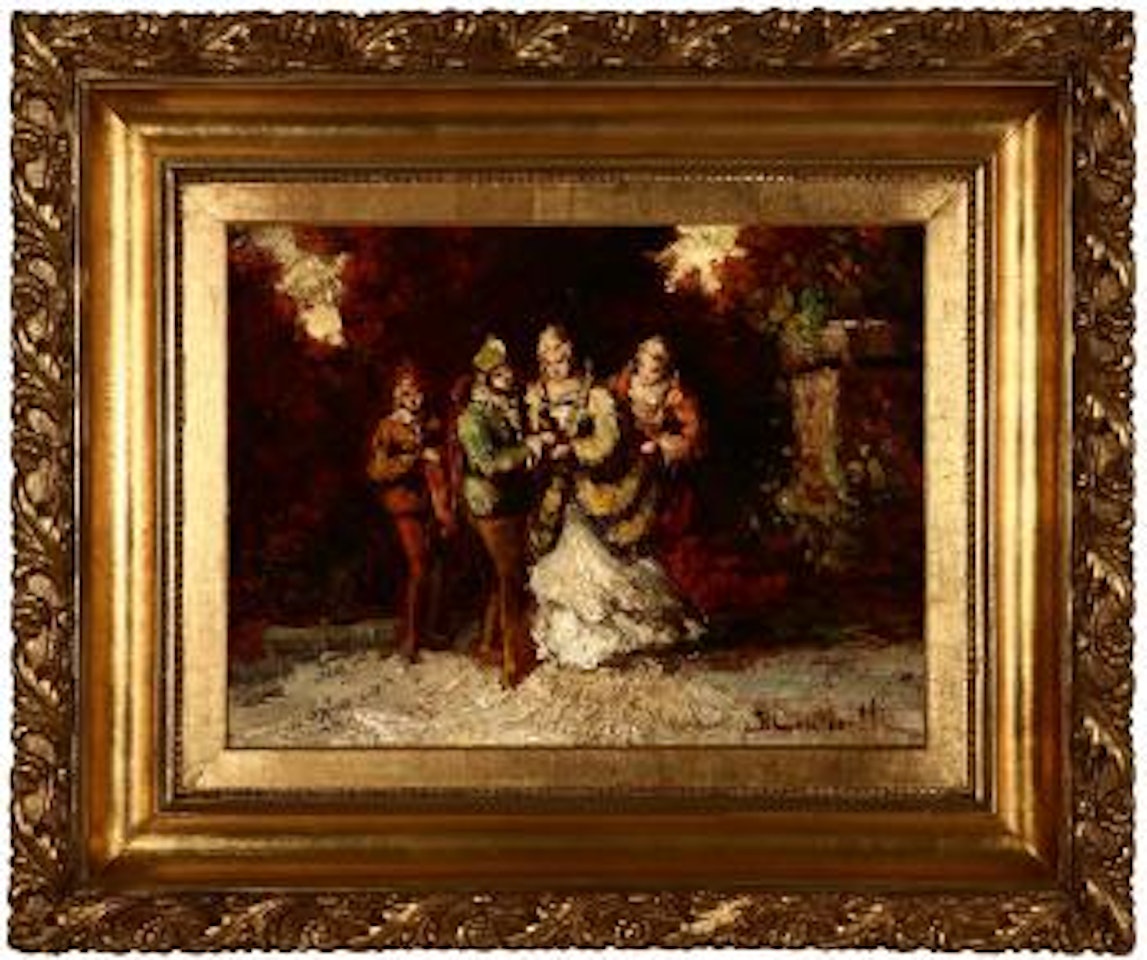 A stroll in the garden by Adolphe Monticelli