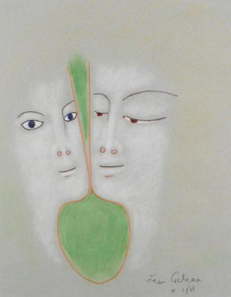 Untitled - double profiles by Jean Cocteau