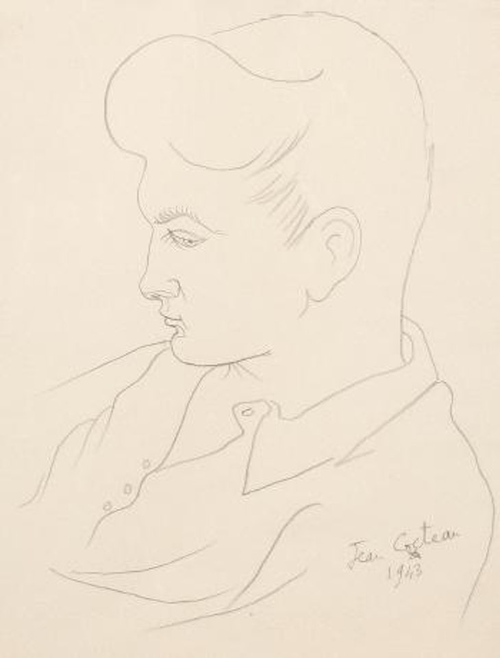 Jean Marias in profile by Jean Cocteau