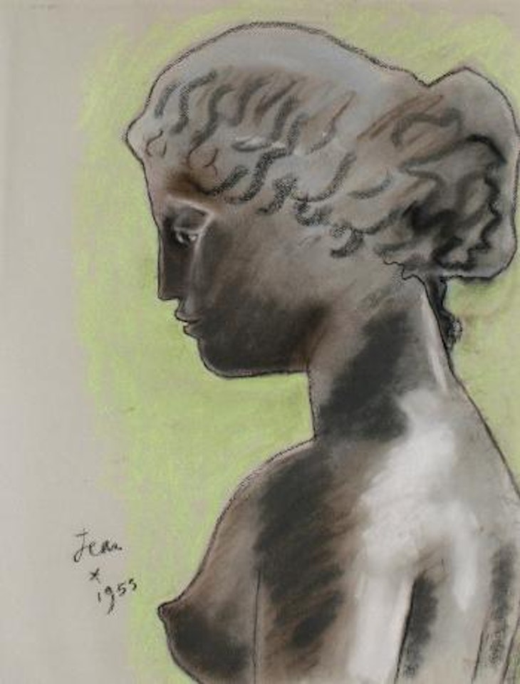 Bust of a woman in profile by Jean Cocteau