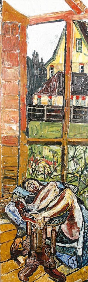 Gloria in a revolving studio by John Bratby