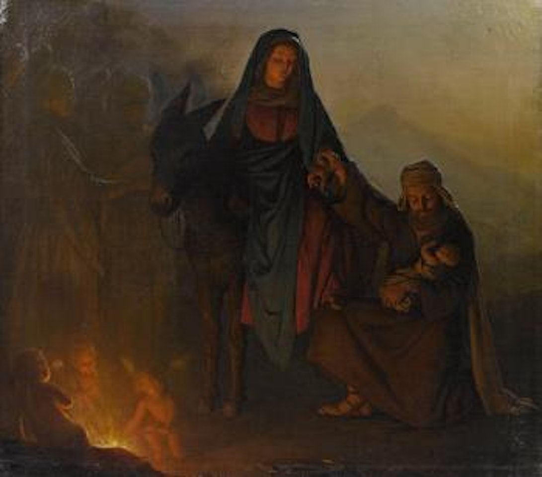 The rest on the flight into Eygpt by Petrus van Schendel