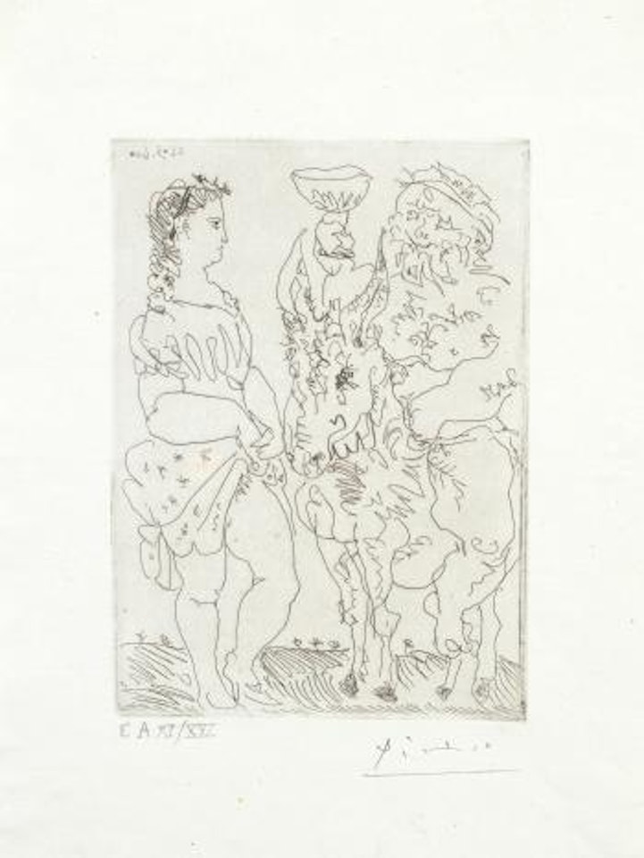 Buveur sur un Ane et Femme (Baer 1065 b.b, Bloch 980) by Pablo Picasso