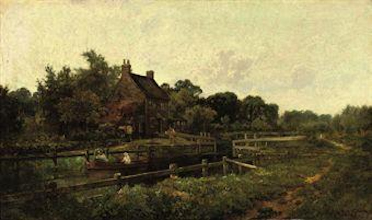 A day out: at the locks in summer by Alfred de Breanski