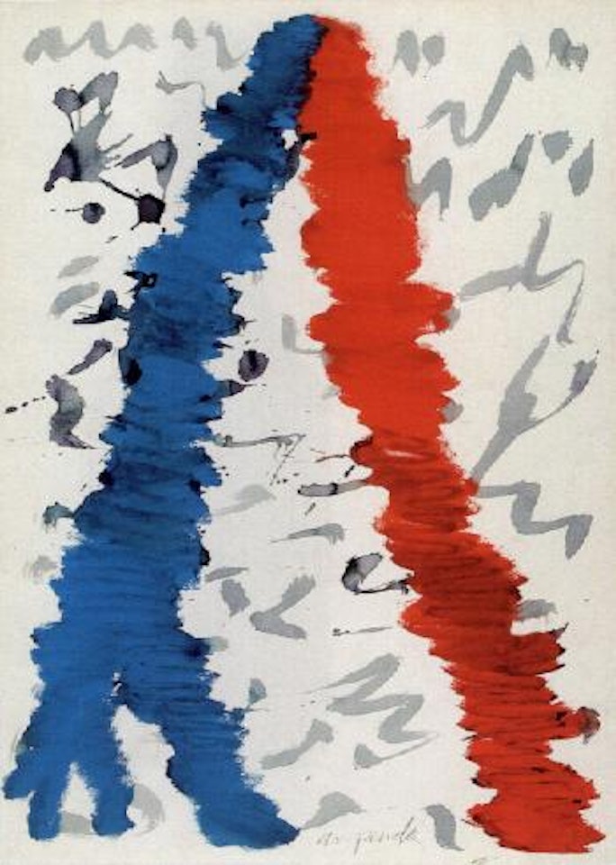 Abstrakte Komposition in Rot und Blau. Frauenakt by A.R. Penck