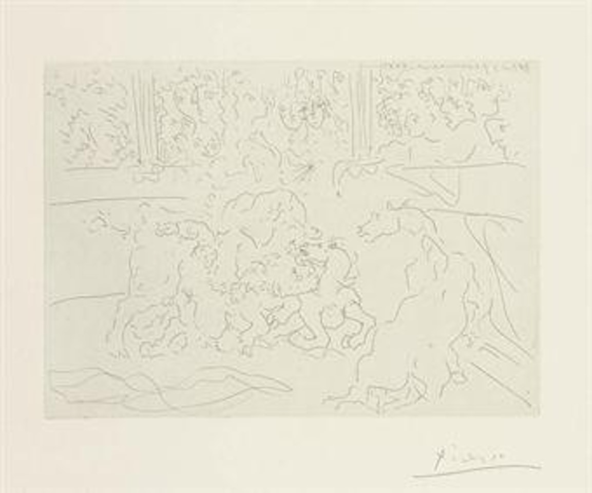 Taureau et Chevaux dans l'ArÃ¨ne, from: La Suite Vollard (B. 203; Ba. 380) by Pablo Picasso