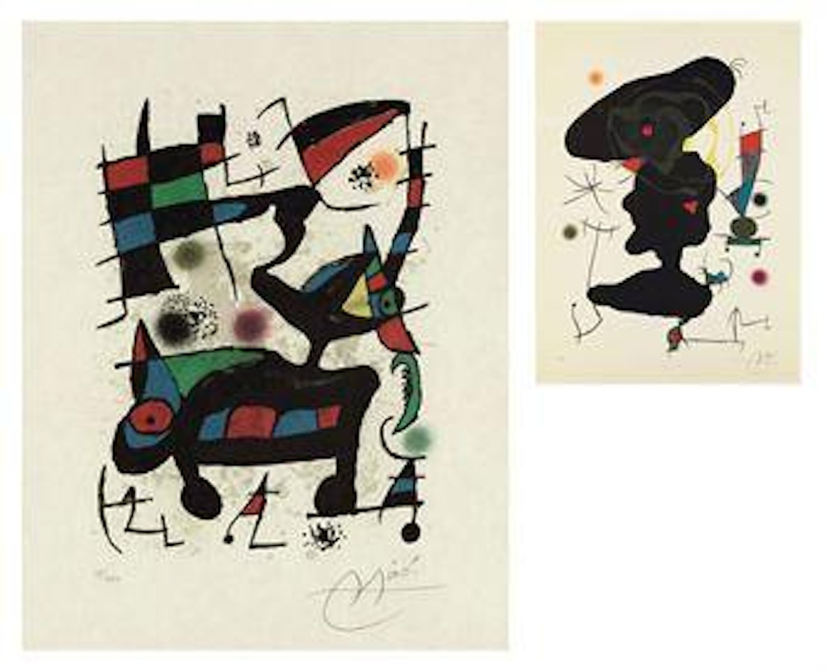 Plates I and V from: Oda a Joan Miro (M. 903, 907; C. books 175) by Joan Miró